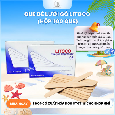 QUE ĐÈ LƯỠI GỖ LITOCO HỘP 100 Que