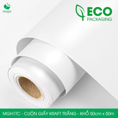 MGH1TC - 50cm x 50m - Cuộn giấy Kraft Trắng gói hàng, giấy gói quà, giấy lót | Magix Packaging