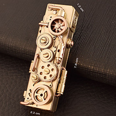 Vỏ Hột Quẹt Bật Lửa Xăng Đá Thủ Công TC1907 Mô Tả Cỗ Máy Cơ Khí Lộ Thiên Bằng Đồng Cực Chất