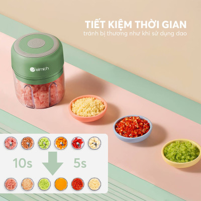Máy xay tỏi ớt dùng pin sạc Elmich PBE-8659 250ml 50w, Hàng chính hãng, bảo hành 24 tháng - JoyMall