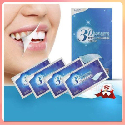 Full hộp 7 cặp - 14 miếng dán trắng răng 3D White Teeth Whitening Strips Sena Beauty, mạnh gấp 25 lần kem đánh răng
