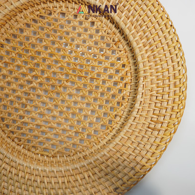 Dĩa Mây Tre Tự Nhiên 33cm – Đựng Trái Cây, Bánh Kẹo, Trang Trí Bàn Ăn Quán Cafe – ANKAN