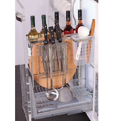 Giá Dao Thớt Nan Dẹt Inox Bóng Cao Cấp Ray Giảm Chấn EUROGOLD (ES61) - Hàng chính hãng