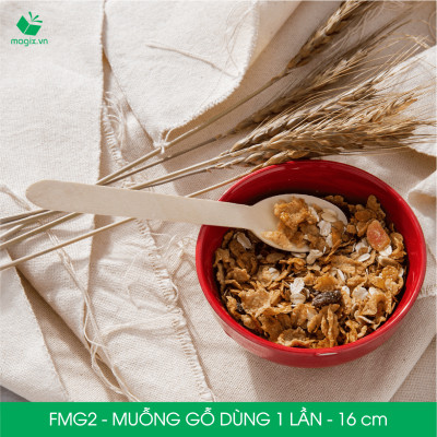 FMG2 - Combo 100 Muỗng gỗ ngắn 16 cm dùng 1 lần - Thìa gỗ ngắn dùng 1 lần tiện lợi thân thiện môi trường