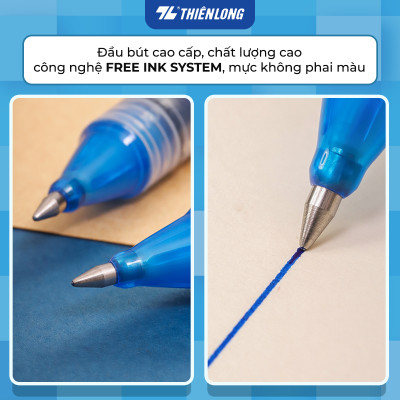 Combo 5/10/20 Bút lông bi - Rollerball Pen Thiên Long RB-007 - Công nghệ Free Ink System