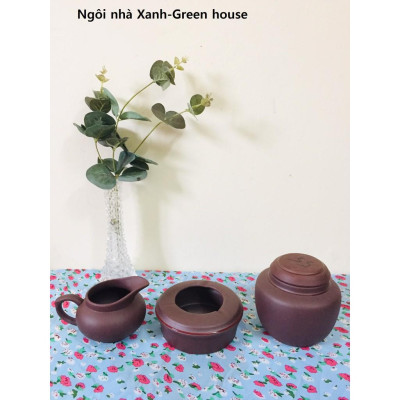 Bộ dụng cụ bàn trà: bình đựng chè, gạt tàn thuốc lá, tống trà tử sa gốm sứ đất nung Bát Tràng cao cấp LOẠI 1