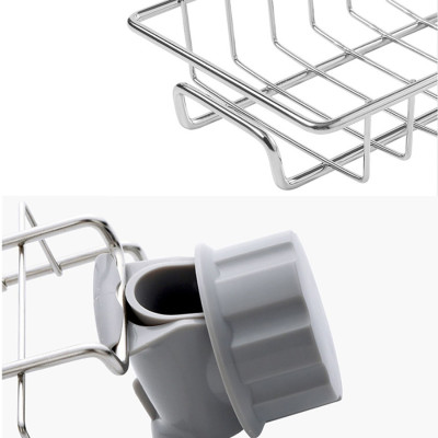 Giá để giẻ rửa bát, nước rửa chén đa năng chất liệu Inox 304 sáng bóng không han gỉ, kích thước 17x10.2x6.5cm - Tặng kèm 4 khăn lau chén bát, lau nhà bếp siêu thấm hai mặt loại xịn