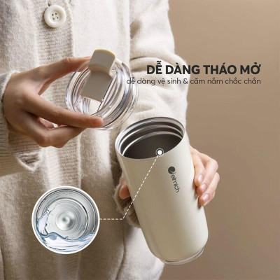 Ly giữ nhiệt inox 304 Elmich EL8300 dung tích 420ml, Hàng chính hãng, chống rò rỉ, nắp dạng bật - JoyMall