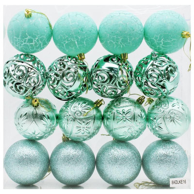 Hộp 16 Trái Châu Trang Trí Giáng Sinh - 8ADLKE16 - Màu Xanh Mint