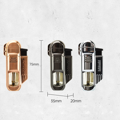 Vỏ Hột Quẹt Bật Lửa Khè Gas Lubinski YJA-10027 Khò 4 Tia Cực Mạnh Có Đục Tiện Lợi Thân Vỏ Hột Quẹt Bật Lửa Trong Suốt Nhìn Rõ Lượng Gas