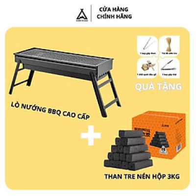 Combo Bếp nướng BBQ kéo cao cấp kèm than tre nén 3kg ít khói, an toàn, tiện lợi di chuyển