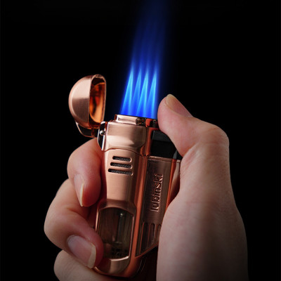 Vỏ Hột Quẹt Bật Lửa Khè Gas Lubinski YJA-10027 Khò 4 Tia Cực Mạnh Có Đục Tiện Lợi Thân Vỏ Hột Quẹt Bật Lửa Trong Suốt Nhìn Rõ Lượng Gas