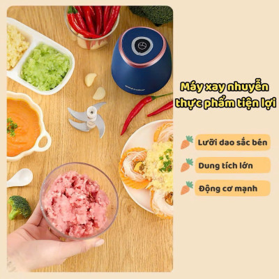 Máy Xay Tỏi Ớt Cầm Tay Mini Sạc USB – Lưỡi Dao Inox 3 Cánh Xay Gia Vị Siêu Nhanh - HÀNG CHÍNH HÃNG MINIIN