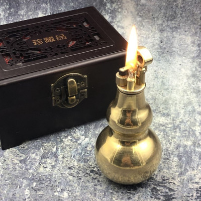 Vỏ Hột Quẹt Bật Lửa Xăng Đá Đồng Z63 Thiết Kế Đẹp Độc Lạ Hình Hồ Lô Màu Vàng Trơn - Dùng Xăng Bấc Đá Cao Cấp