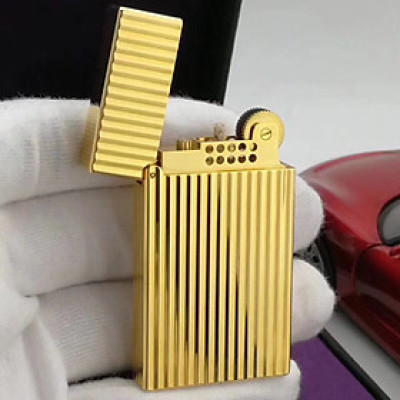 Vỏ Hột Quẹt Bật Lửa Upon Xăng Đá DX06V Họa Tiết Vàng Kẻ Dọc Đẹp Độc Lạ - Dùng Xăng Bấc Đá Cao Cấp