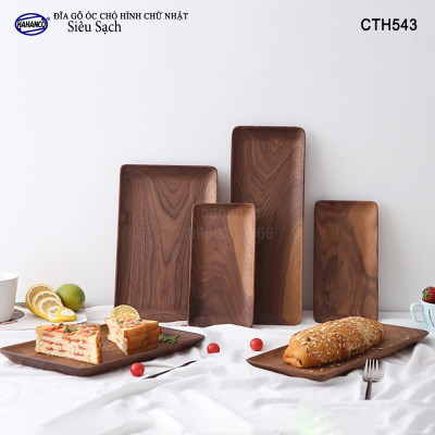 Đĩa Hình Chữ Nhật Dài Gỗ Óc Chó HAHANCO Nhập Khẩu Mỹ Nguyên Khối - hàng Xuất Khẩu Châu Âu - CTH543 - đựng đồ ăn/trang trí - đĩa bánh mì/trái cây/ bít tết/ pizza/ phụ kiện chụp ảnh, bày món ăn trong nhà hàng - Sang trọng trên bàn ăn