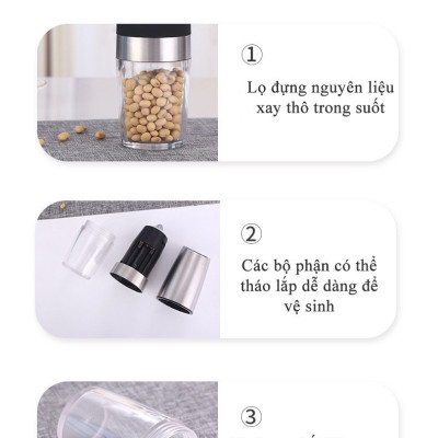 Máy Xay Tiêu Cầm Tay Tự Động Chạy Pin Kunbe - Cối Xay Hạt Gia Vị Có Đèn Led, Lõi Mài Gốm Ceramic Cao Cấp, Tiện Dụng