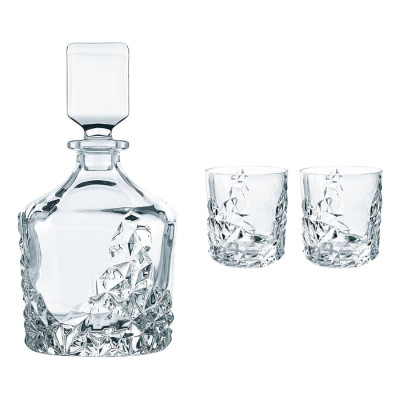 Bộ 1 Bình Rượu Nachtmann Sculpture 91900 ĐK 13cm (750ml) Và 2 Ly Whisky Pha Lê ĐK 8.6 cm (365ml)