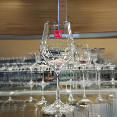 Ly rượu vang Pha lê Tulip Rona 450 ml mài vát Tiệp Khắc