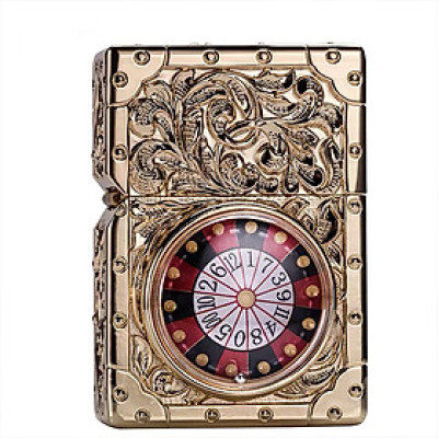 Vỏ Hột Quẹt Bật Lửa Xăng Zorro Z-KJ1011 Hoa Văn Cổ Sang Trọng & Vòng Xoay Roulette Đẹp Độc Lạ - Dùng Xăng Bấc Đá