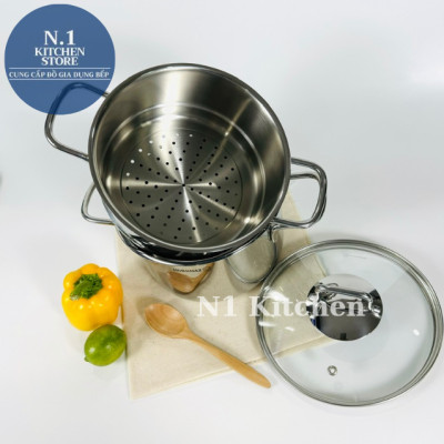 Bộ nồi xửng hấp inox 18/10 Korkmaz Perla Thổ Nhĩ Kỳ, Bảo hành 4 năm -  Hàng Chính Hãng