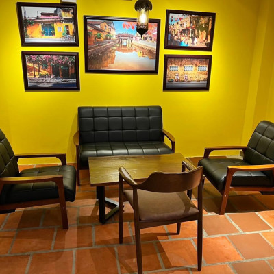 Ghế sofa cafe Juno Sofa cao cấp - Băng dài 1m2, 2 ghế đơn và 01 bàn gỗ