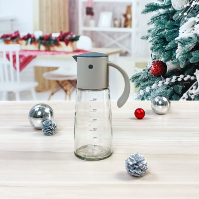 Bình Rót Dầu Nắp Mở Tự Động Có Chia Vạch Bằng Thủy Tinh Cao Cấp 300ml LLG706 (cam kết hàng chính hãng)