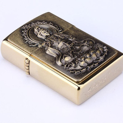 Vỏ Hột Quẹt Bật Lửa xăng đá Zorro Z91040 thiết kế họa tiết hình phật - dùng xăng bấc đá cao cấp ( giao màu ngẫu nhiên )