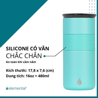 [Elemental chính hãng - Thương hiệu Mỹ] Ly giữ nhiệt Elemental Artisan 480ml nắp sứ, inox 304, giữ nhiệt vượt trội, an toàn sức khỏe