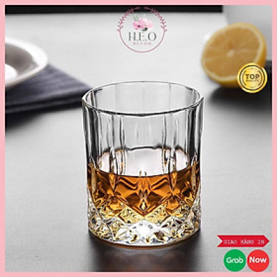 Cốc thủy tinh hình trụ Heodecor C09, ly thủy tinh họa tiết phong cách Châu Âu