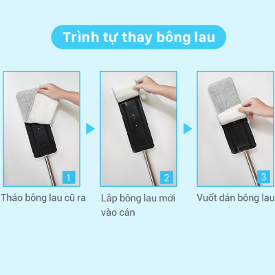 (Chọn Loại) Bông Lau Thay Thế MyJae Sợi Microfiber Dành Cho Cây Lau Nhà Tự Vắt 2 Ngăn 33cm x 12cm