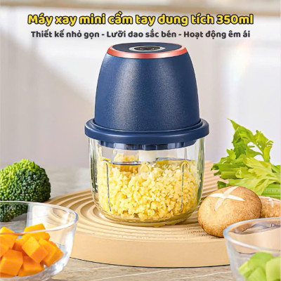 Máy Xay Tỏi Ớt Cầm Tay Mini Sạc USB – Lưỡi Dao Inox 3 Cánh Xay Gia Vị Siêu Nhanh - HÀNG CHÍNH HÃNG MINIIN