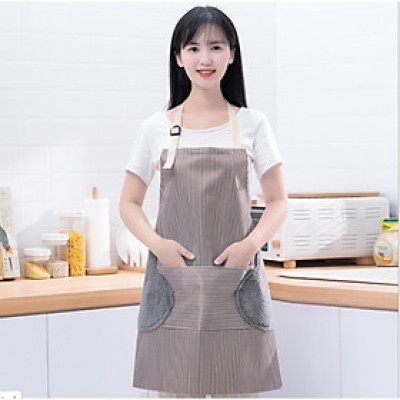 Tạp Dề Làm Bếp Không Thấm Nước, Có Túi Và Chỗ Lau Tay 2 Bên Hông 