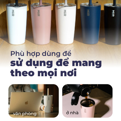 MiiR - Ly giữ nhiệt Tumbler Kèm Ống Hút - Màu Xanh Sương Mai/ Hồng Gỗ- 473ml
