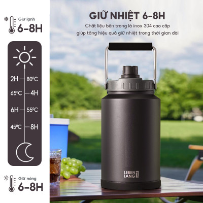 Bình giữ nhiệt Lebenlang LBL3028, phích giữ nhiệt dung tích lớn 3800ml, inox 304 - hàng chính hãng