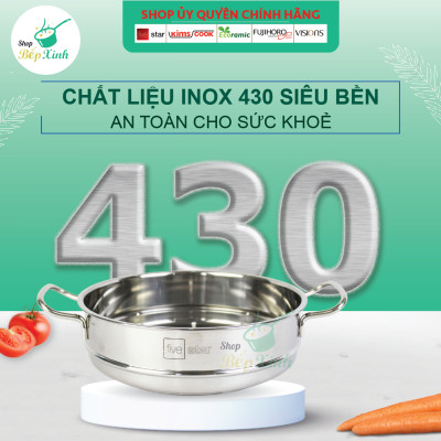 Xửng hấp inox Fivestar 3 đáy từ nắp kính tặng 5 muỗng ăn