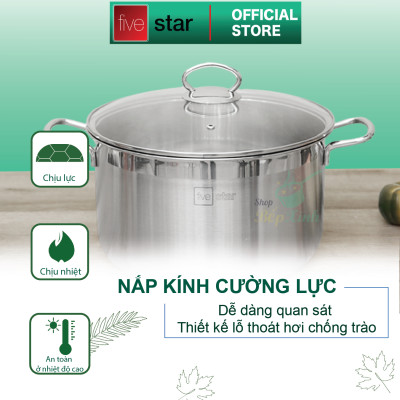 Nồi luộc gà 3 đáy 28 cm Fivestar FSN 28IN1 tặng 2 vá canh 