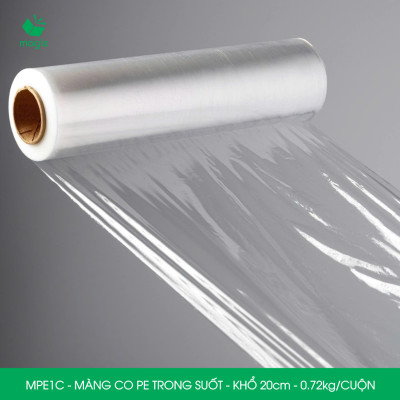 MPE1C - Khổ 20cm - 0.72kg - 1 cuộn màng co PE trong suốt - Cuộn màng bọc PE, màng chít quấn hàng