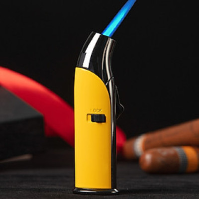 Vỏ Hột Quẹt Bật Lửa Gas  COB-988 Khò 1 Tia Mạnh Mẽ Kèm Đục Tiện Lợi - Màu Vàng (KHÔNG SẴN GAS)