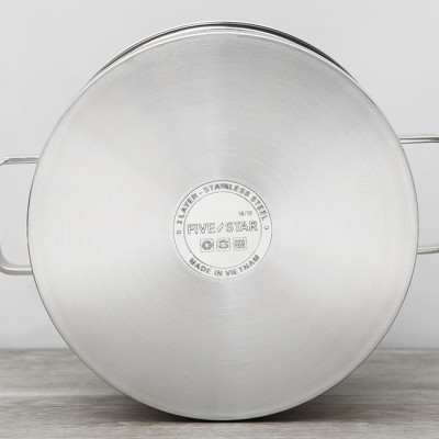 Bộ nồi và chảo chống dính vân đá inox 304 cao cấp Fivestar Plus 5 món nắp kính , tặng 1 vá canh