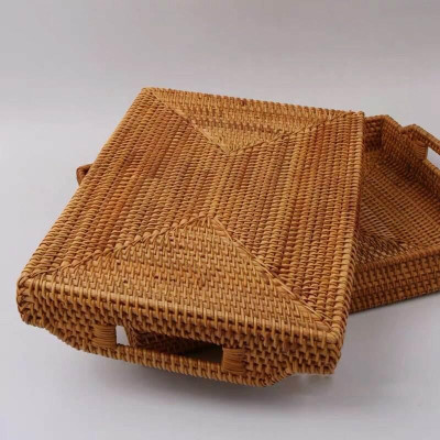 Khay mây đựng đồ ONGTRE đựng hoa quả, bánh kẹo, đồ khô phòng khách, nhà bếp