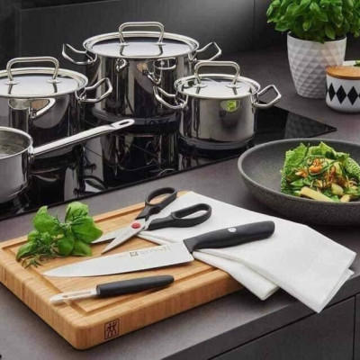Bộ Nồi Bếp Từ Kèm Dao Thớt Zwilling Starter 10, Chất Liệu Thép Không Gỉ Cao Cấp Dùng Cho Mọi Loại Bếp, Nhập Đức