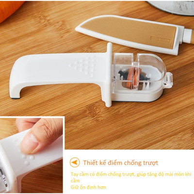 Dụng cụ mài dao cầm tay, dùng để mài sắc dao nhanh chóng, có tay cầm vững chắc không bị trơn trượt - nội địa Nhật Bản 