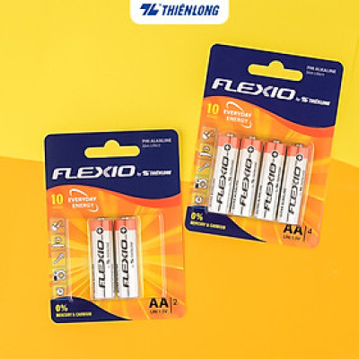 Vỉ 4 Pin Alkaline AA Thiên Long Flexio