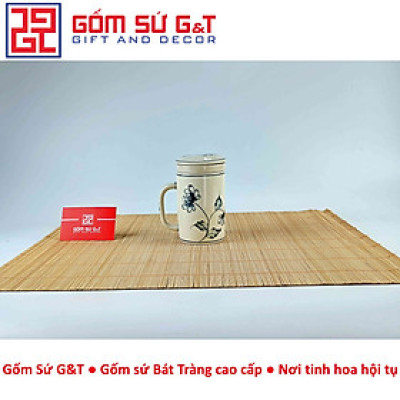 Cốc lọc trà vẽ hoa cúc tràm Gốm Sứ G&T