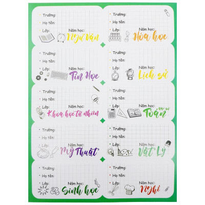 Bộ 3 Sticker Nhãn Vở Môn Học - Teenage NV-01