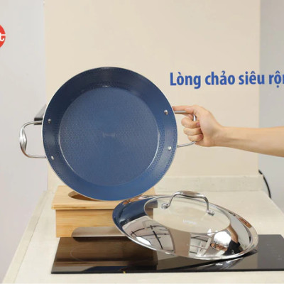 Chảo Paella iMat Hybrid 32cm màu xanh