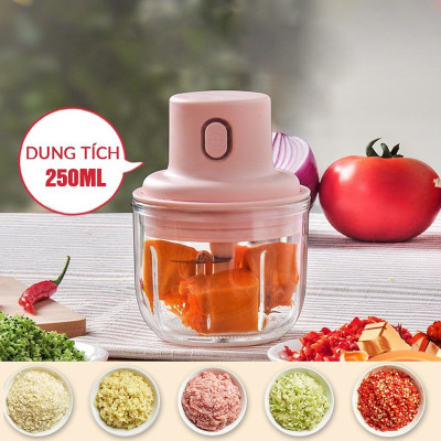 Máy Xay Tỏi Ớt Mini - Máy Xay Thịt Xay Tỏi Ớt đa năng Sạc Điện Có Cổng USB