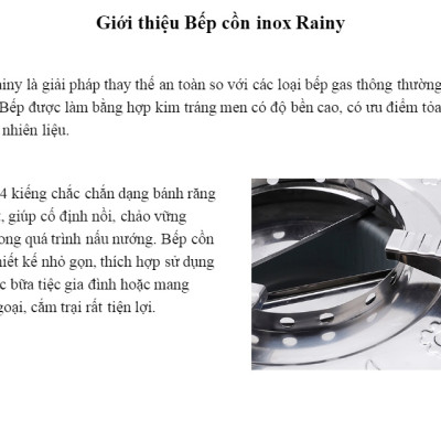 Bếp cồn inox Rainy cao cấp - Hàng Chính Hãng