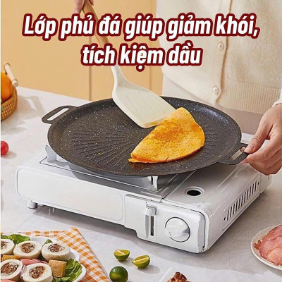 Chảo nướng đá chống dính, chảo nướng thịt BBQ không dầu Hàn Quốc dùng cho mọi loại bếp size 32cm Hàng Loại 1